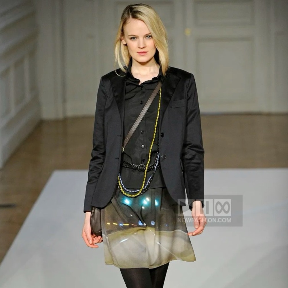 Agnes b. Night highway photography print skirt with stretchy waistband